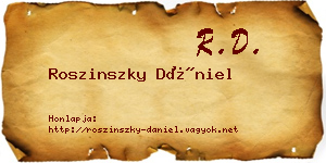 Roszinszky Dániel névjegykártya